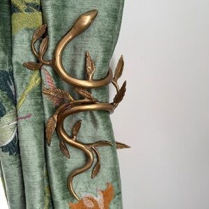 Anthropologie Brass Serpentine Snake Curtain Tieback Holder